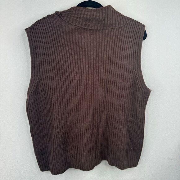 Designers Studio Women's Brown Suede & Knit‎ Vest XL Full Zip Casual - Picture 9 of 13